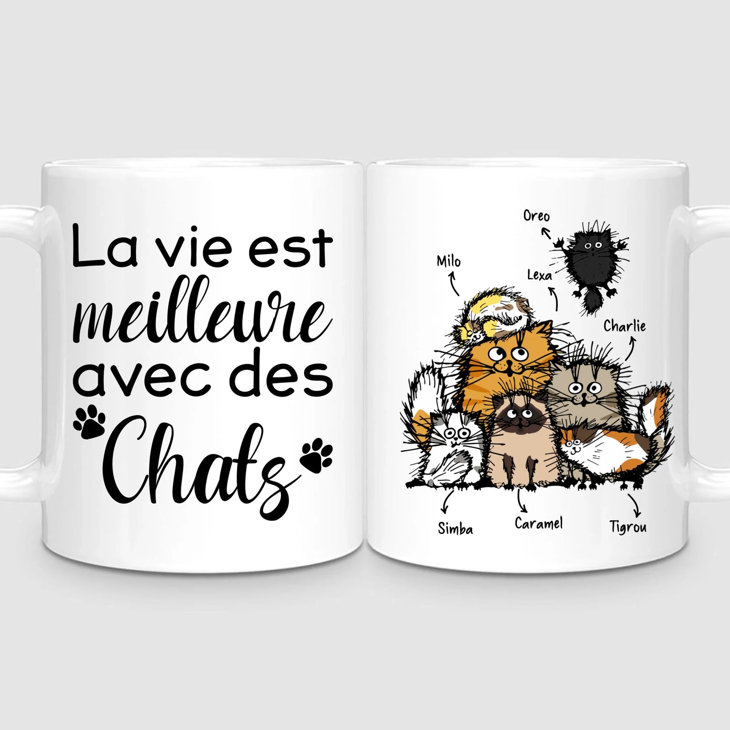 Jusqu'à 7 Chats | Mug Personnalisé