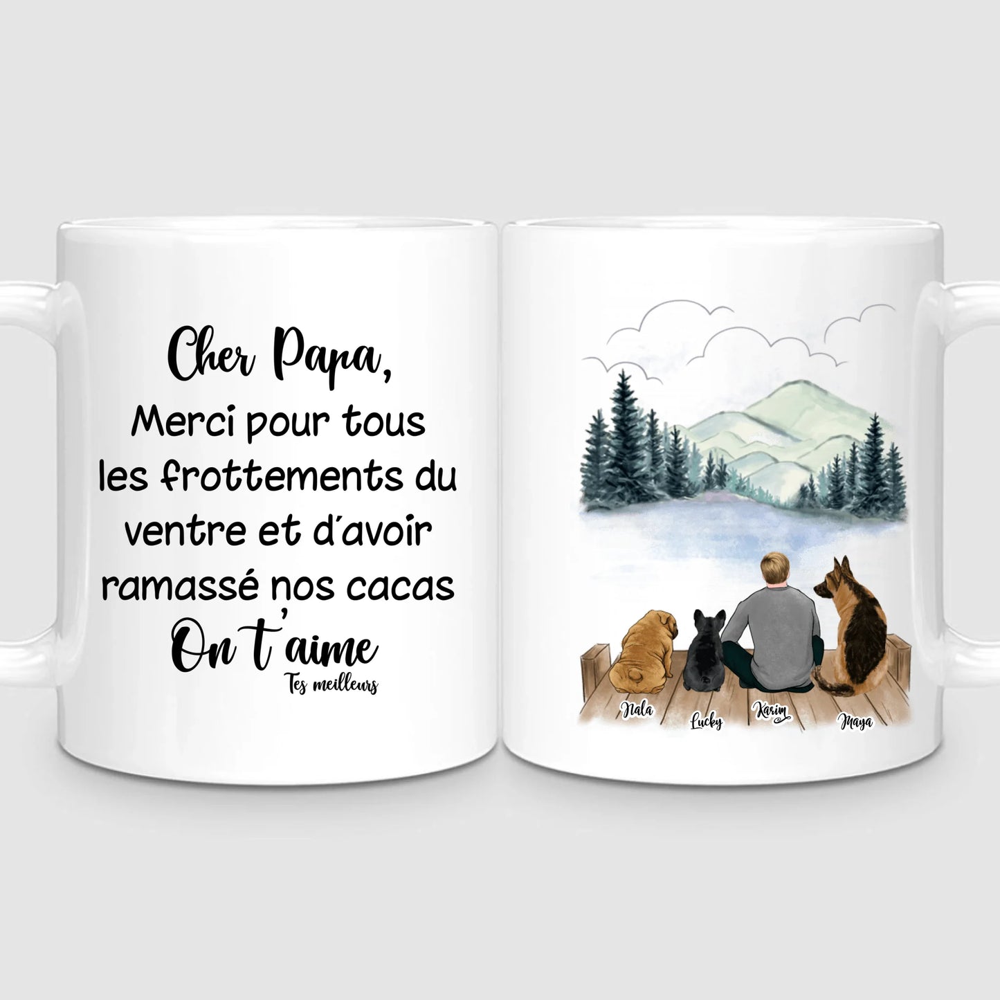 Homme & Jusqu'à 3 Chiens | Mug Personnalisé