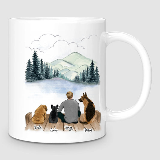 Homme & Jusqu'à 3 Chiens | Mug Personnalisé