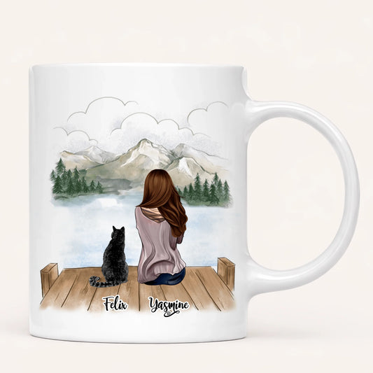 Femme & jusqu'à 3 Chats | Mug Personnalisé
