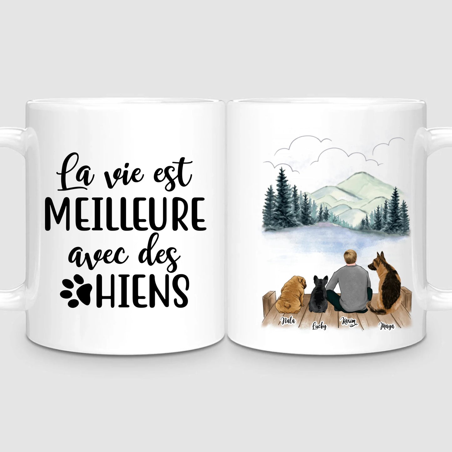 Homme & Jusqu'à 3 Chiens | Mug Personnalisé