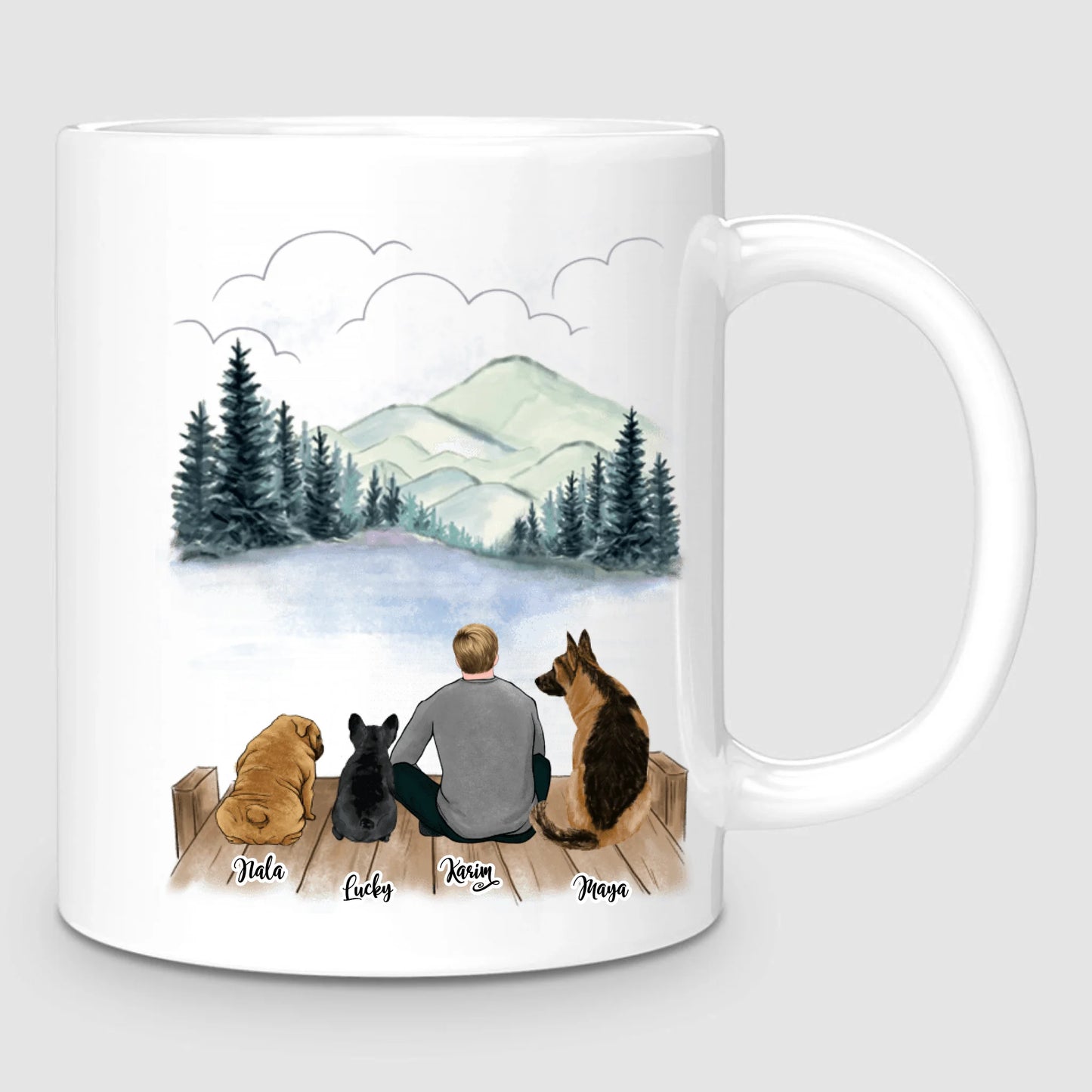 Homme & Jusqu'à 3 Chiens | Mug Personnalisé