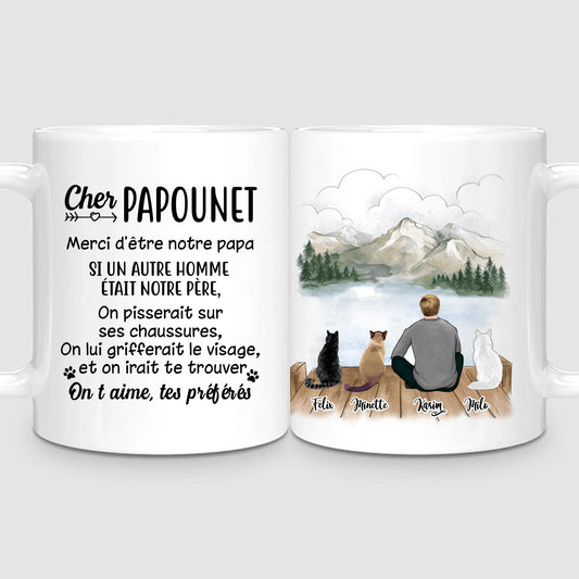 Homme & jusqu'à 3 Chats | Mug Personnalisé