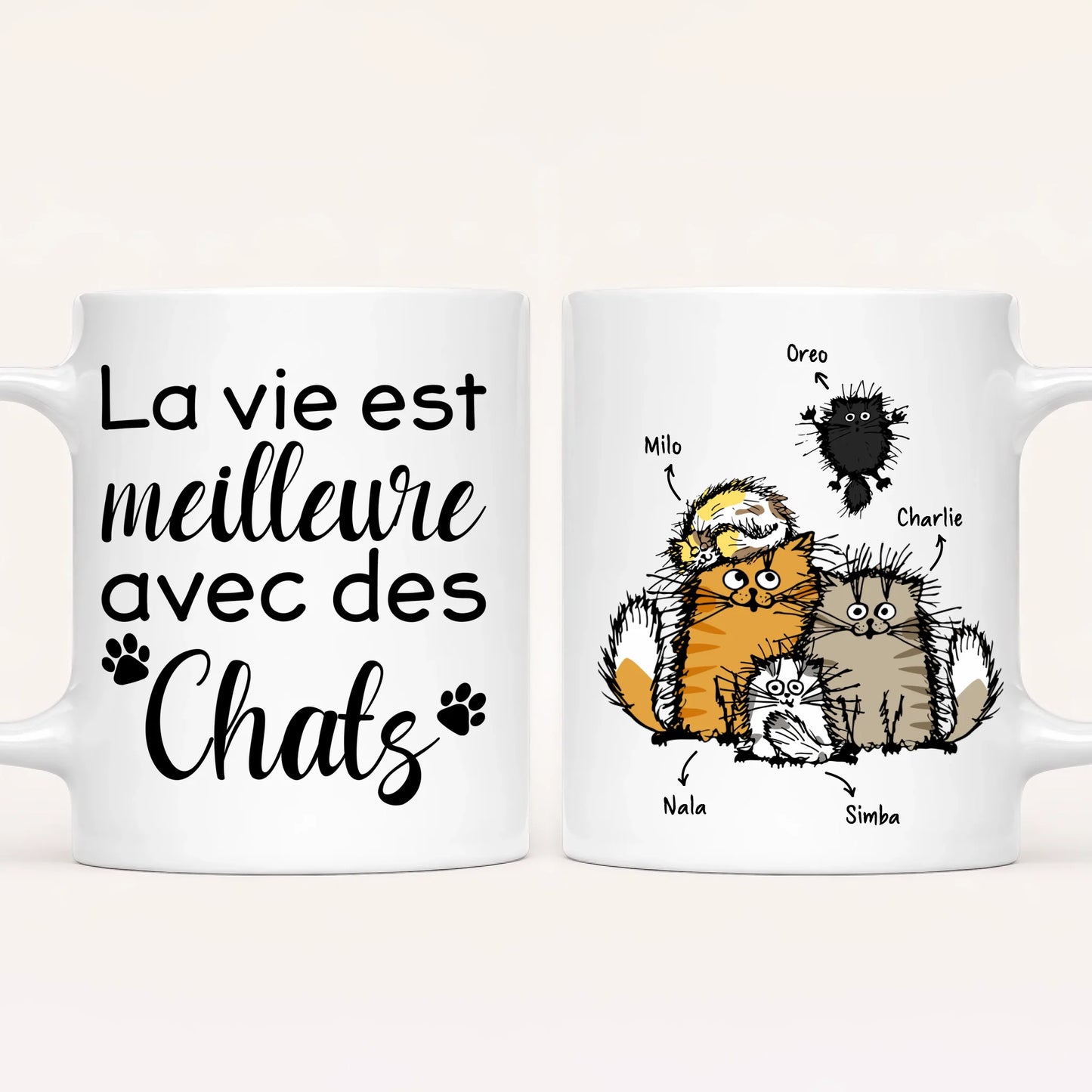 Jusqu'à 7 Chats | Mug Personnalisé