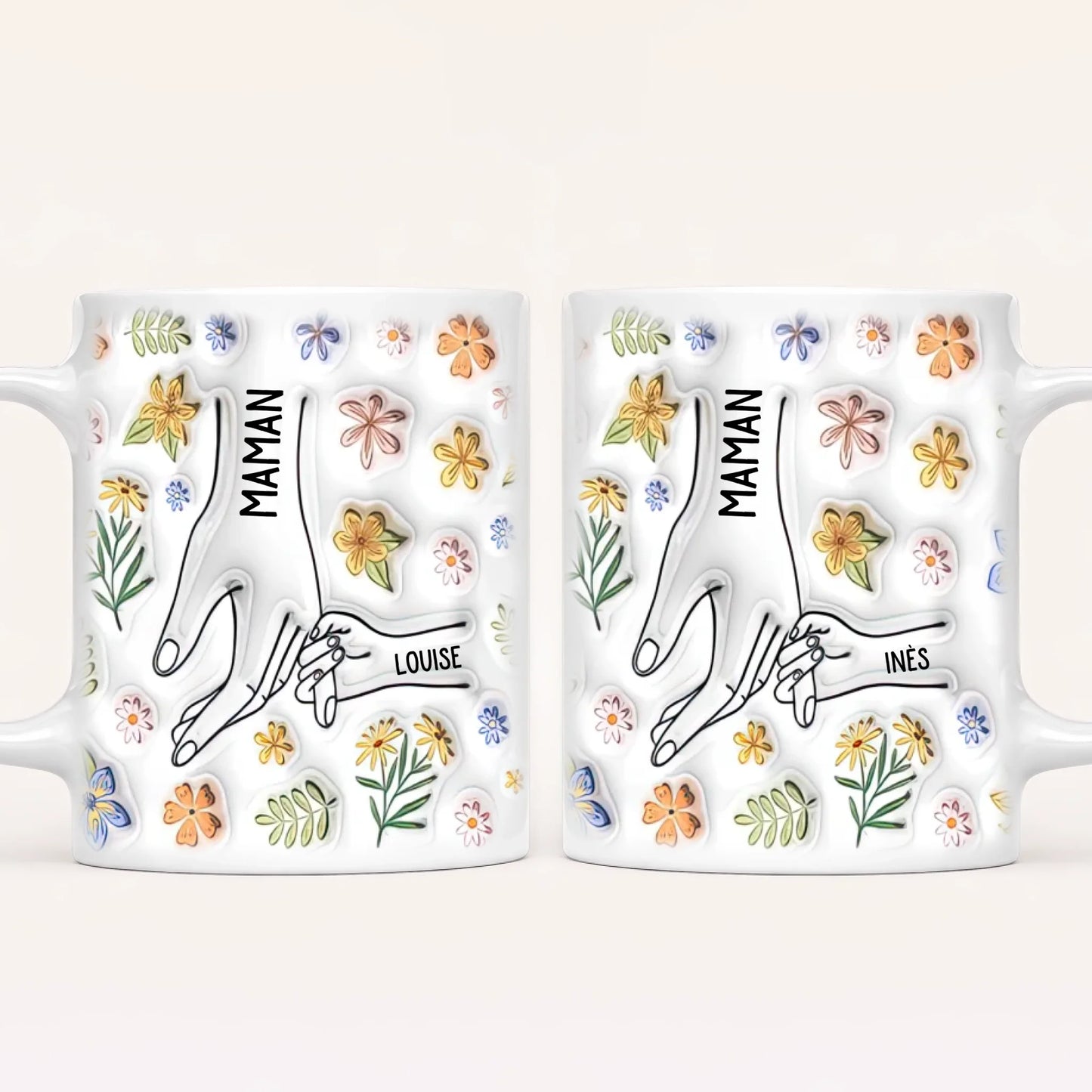[Effet d'impression 3D] Mug Personnalisé Floral v4