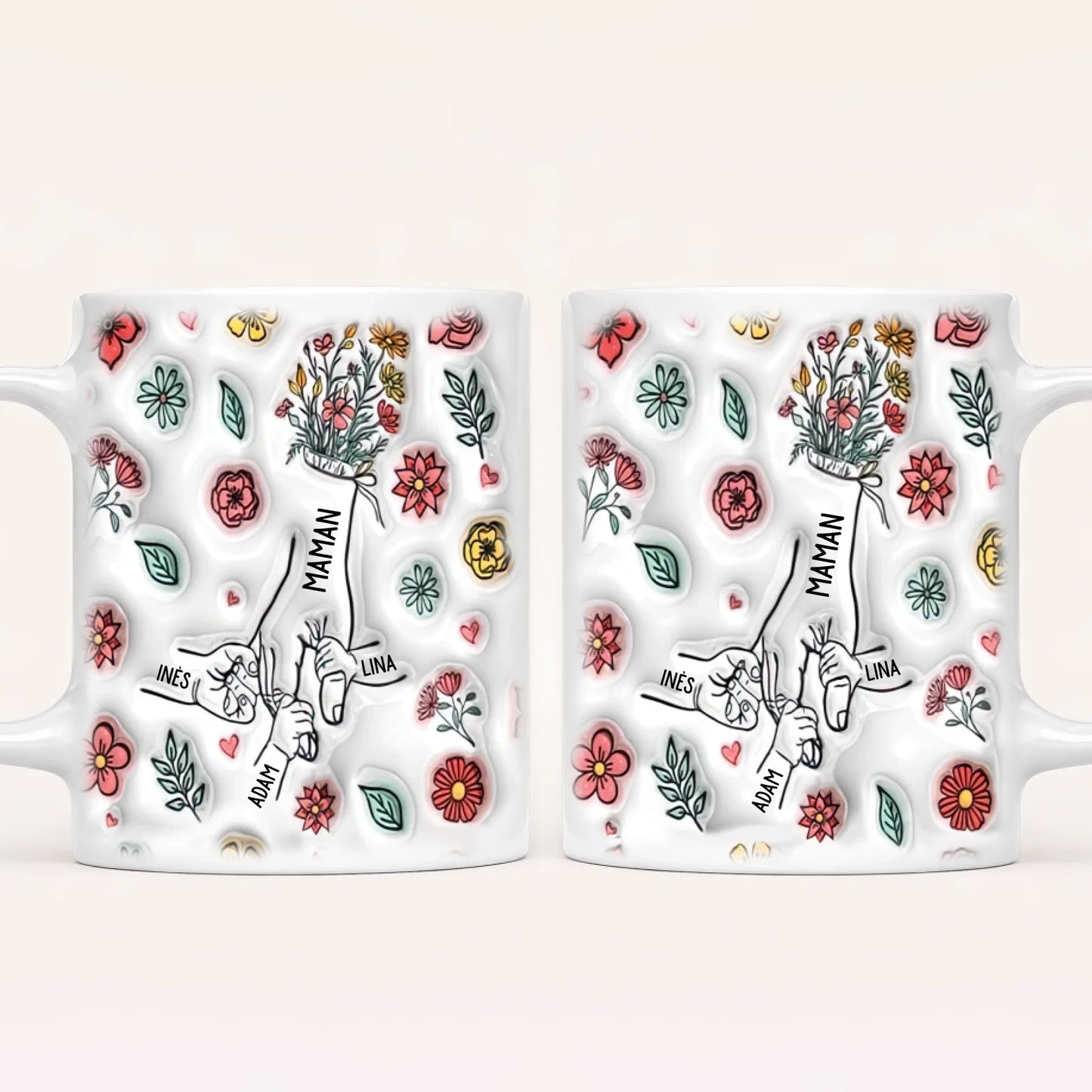 [Effet d'impression 3D] Mug Personnalisé Floral v3