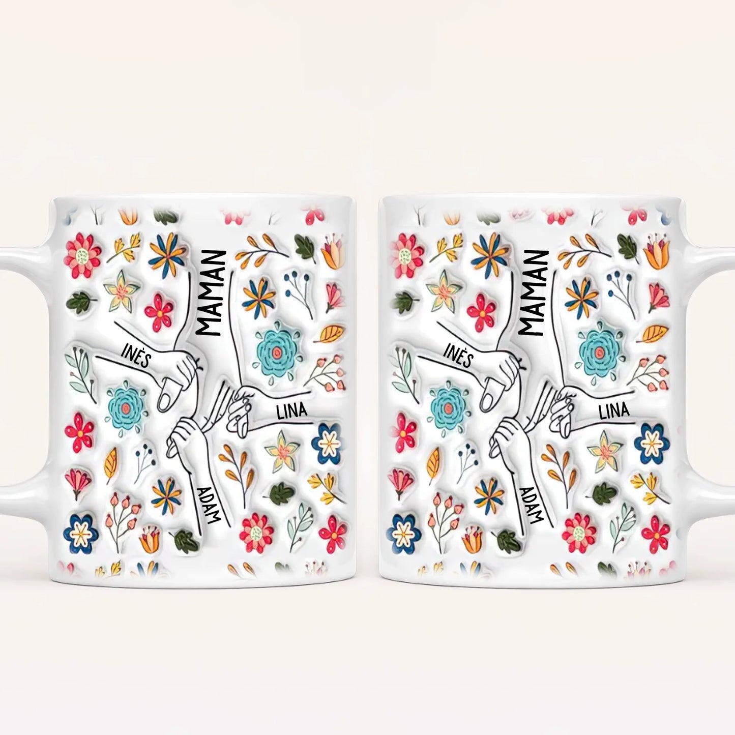 [Effet d'impression 3D] Mug Personnalisé Floral v2