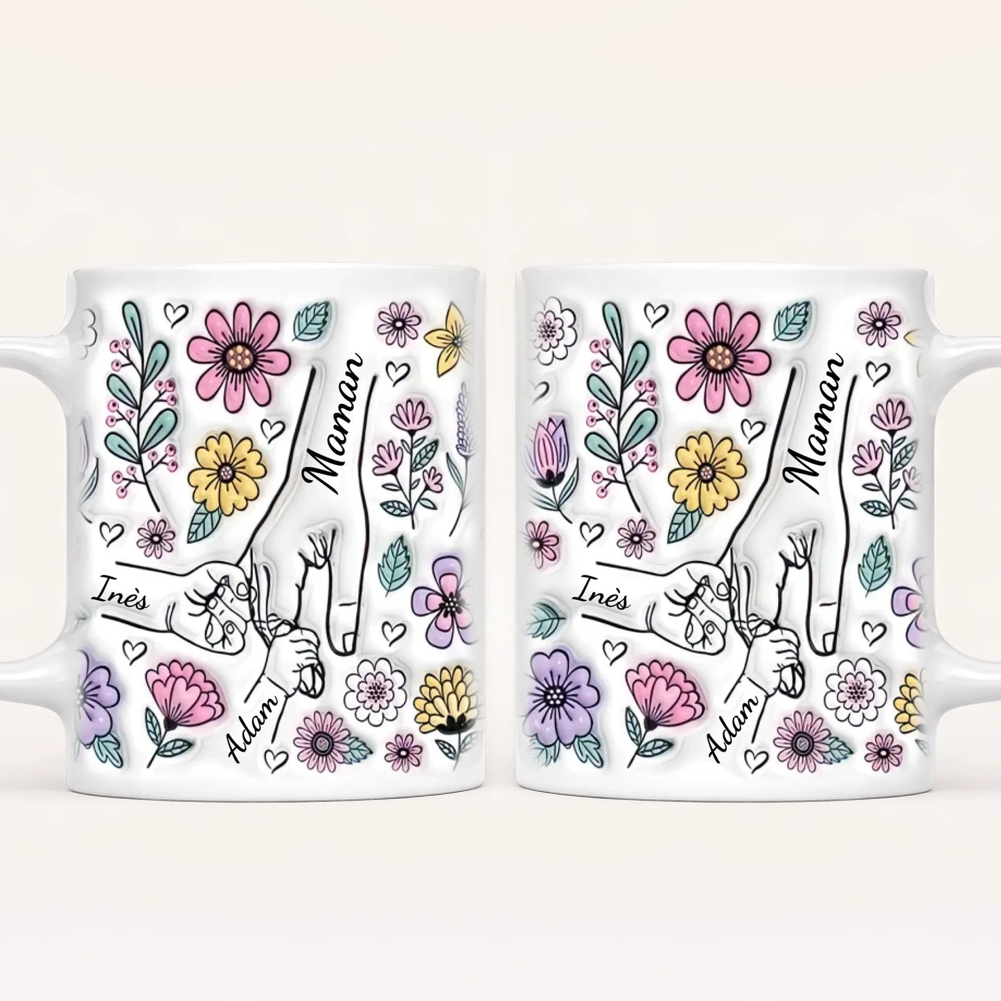 [Effet d'impression 3D] Mug Personnalisé Floral v1