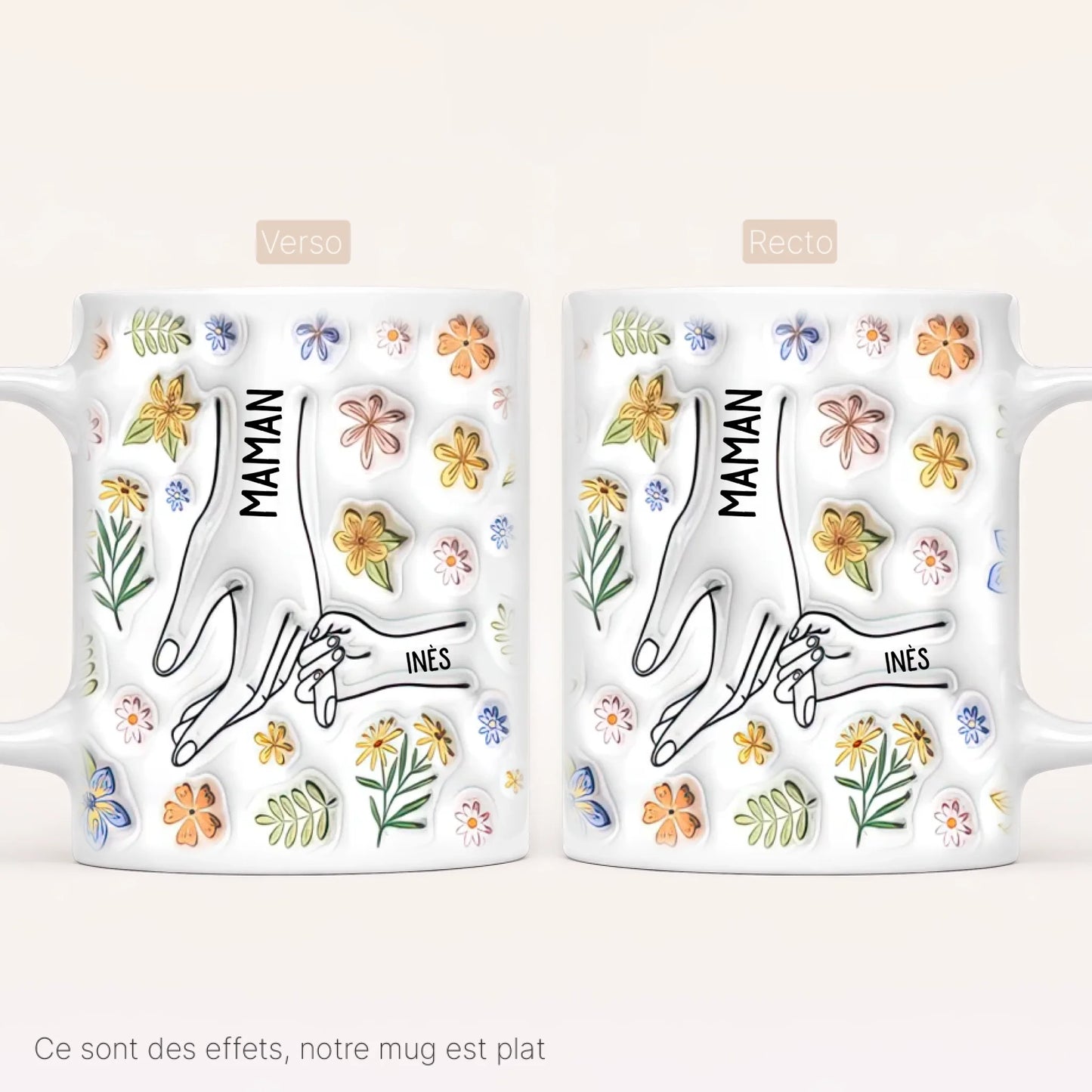 [Effet d'impression 3D] Mug Personnalisé Floral v4
