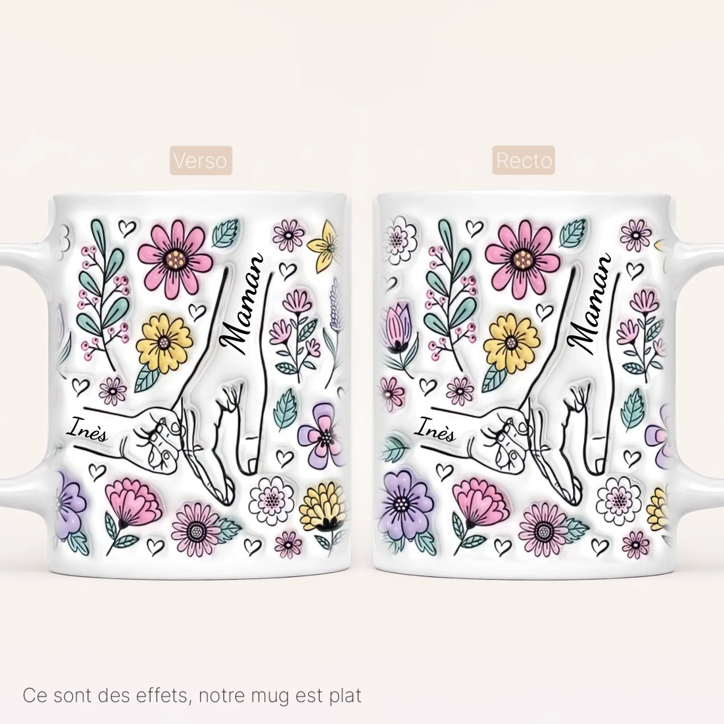 [Effet d'impression 3D] Mug Personnalisé Floral v1