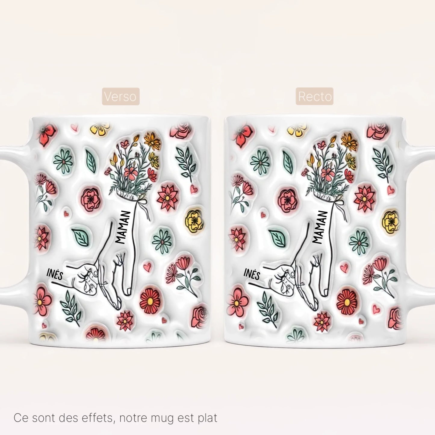 [Effet d'impression 3D] Mug Personnalisé Floral v3