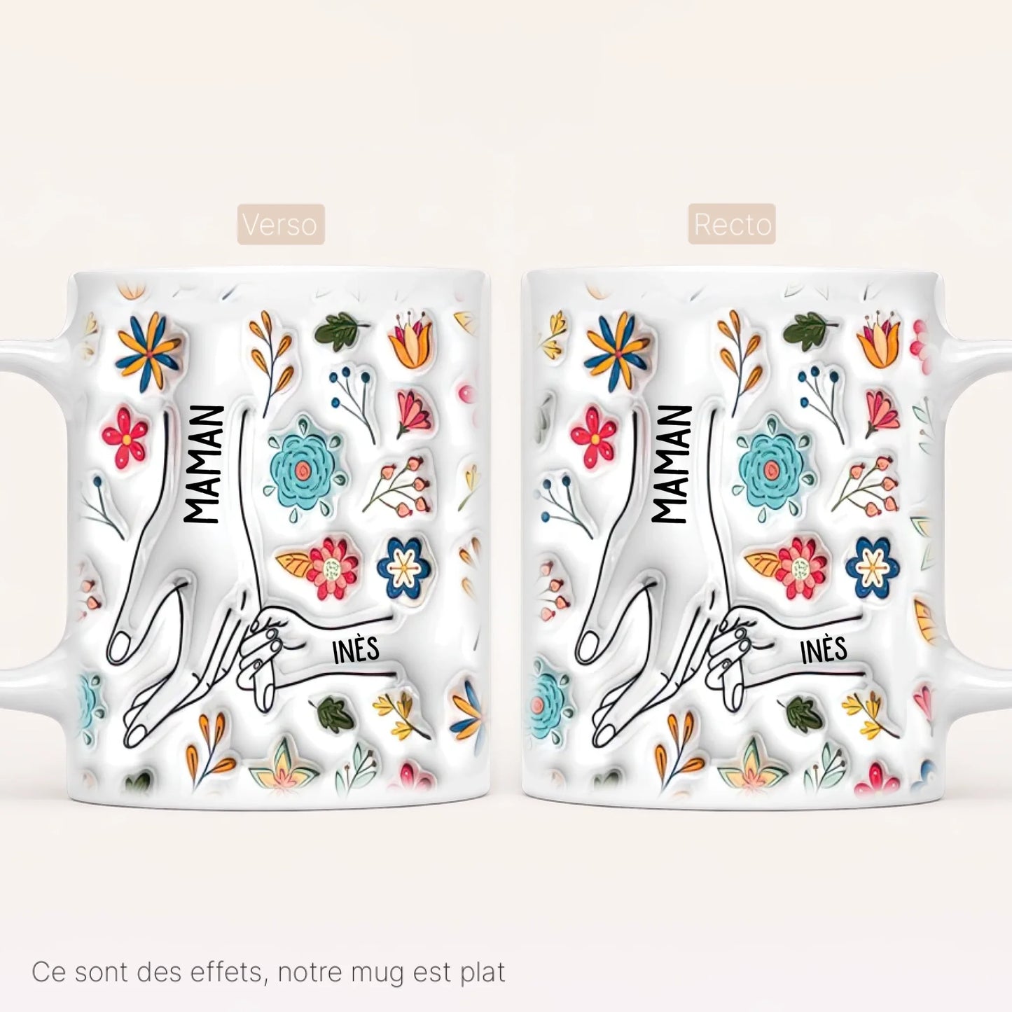 [Effet d'impression 3D] Mug Personnalisé Floral v2