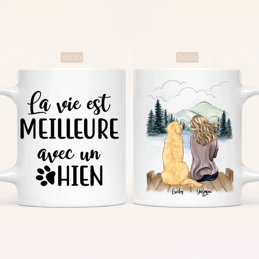 Femme & Jusqu'à 4 Chiens | Mug Personnalisé