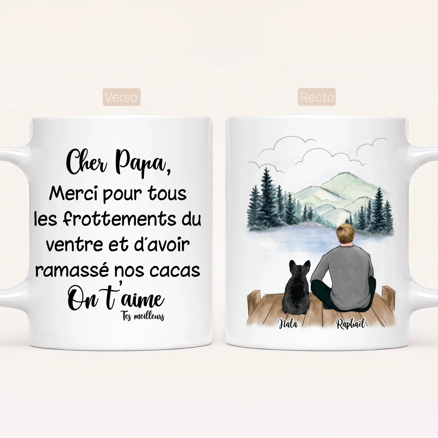 Homme & Jusqu'à 3 Chiens | Mug Personnalisé