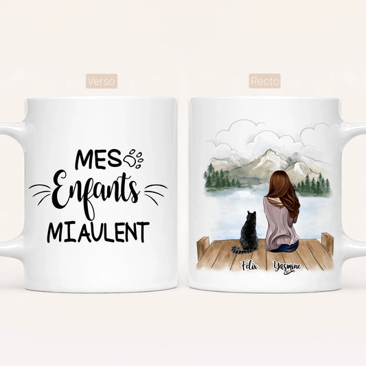 Femme & jusqu'à 3 Chats | Mug Personnalisé