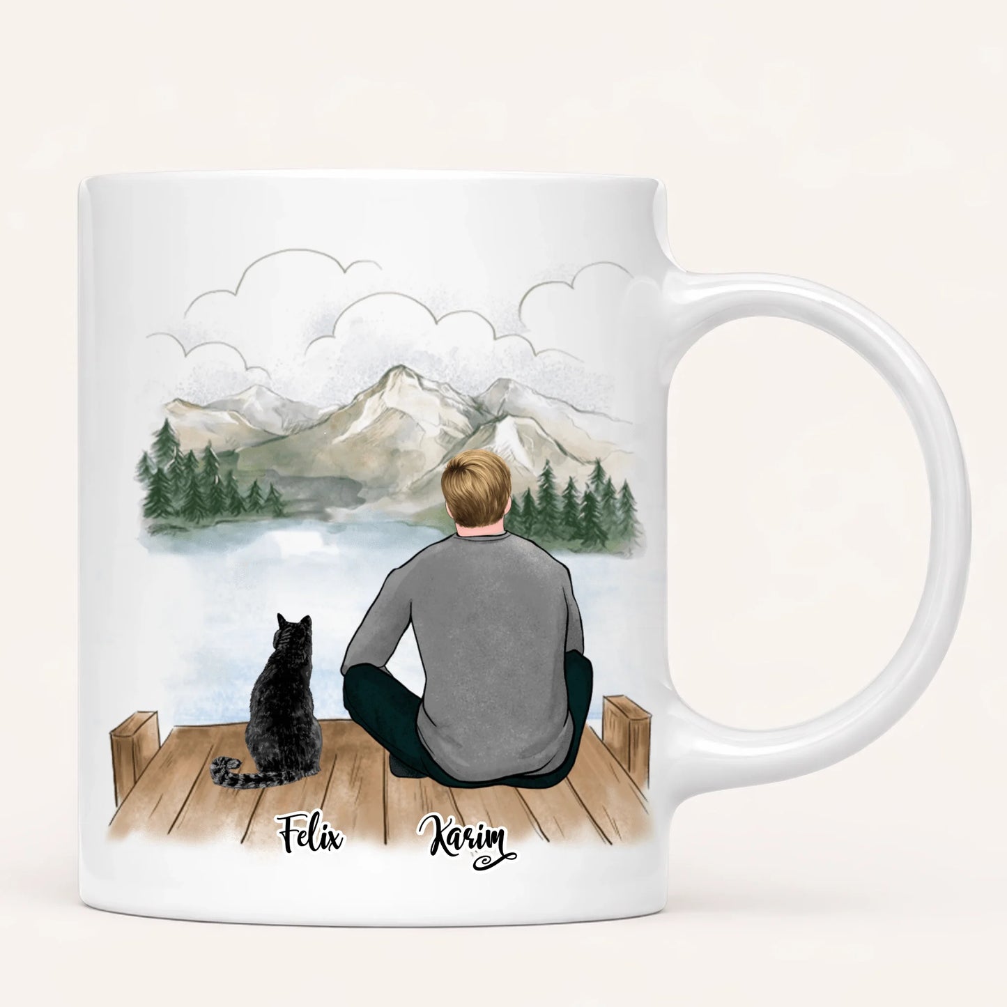 Homme & jusqu'à 3 Chats | Mug Personnalisé