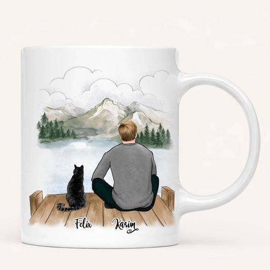 Homme & jusqu'à 3 Chats | Mug Personnalisé