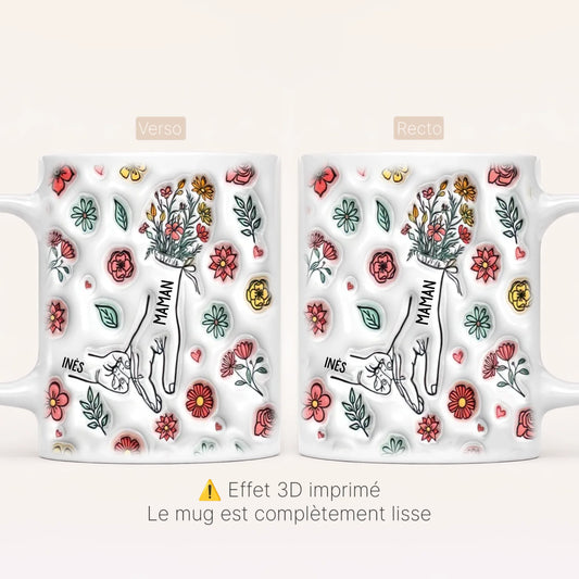 [Effet 3D Imprimé - Sans Relief]  Mug Personnalisé Floral v3