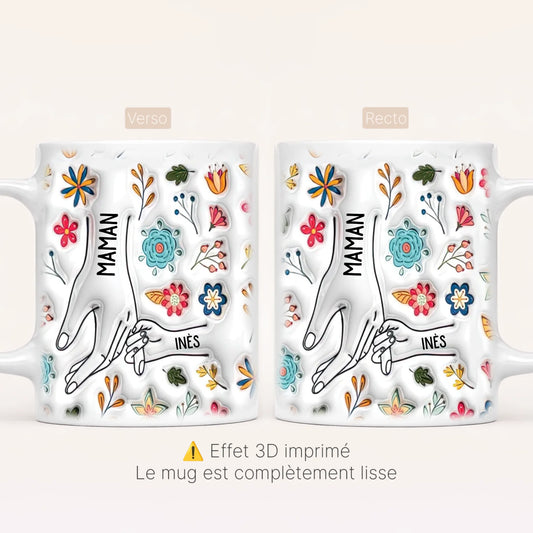 [Effet 3D Imprimé - Sans Relief]  Mug Personnalisé Floral v2