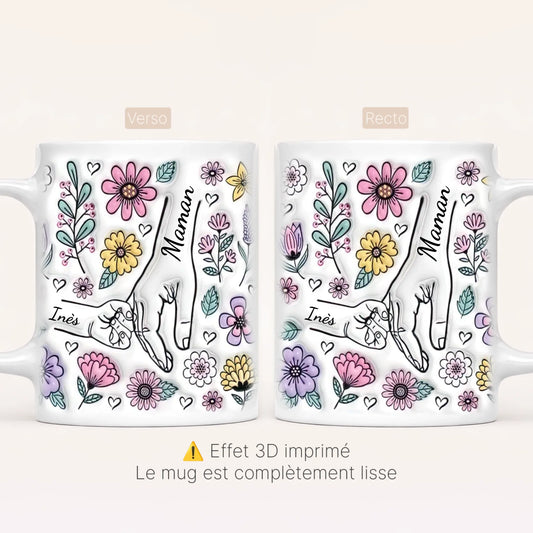 [Effet 3D Imprimé - Sans Relief]  Mug Personnalisé Floral v1